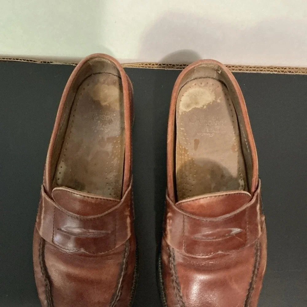 Sebago Classic Handsewn Burgundy Brown Leather Penny Loafers Mens 7D 73193